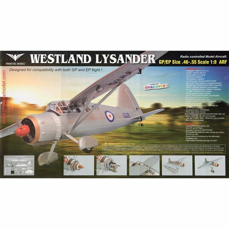 Phoenix Model 1/8 Westland Lysander .46-.55 GP EP ARF for Almost Ready-To-Fly - Image 3